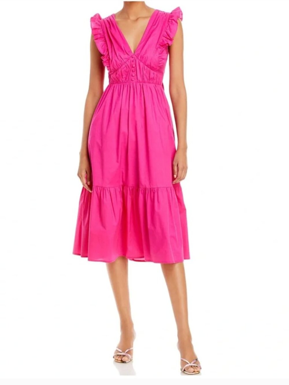 AQUA Flutter Sleeve Midi Dress
